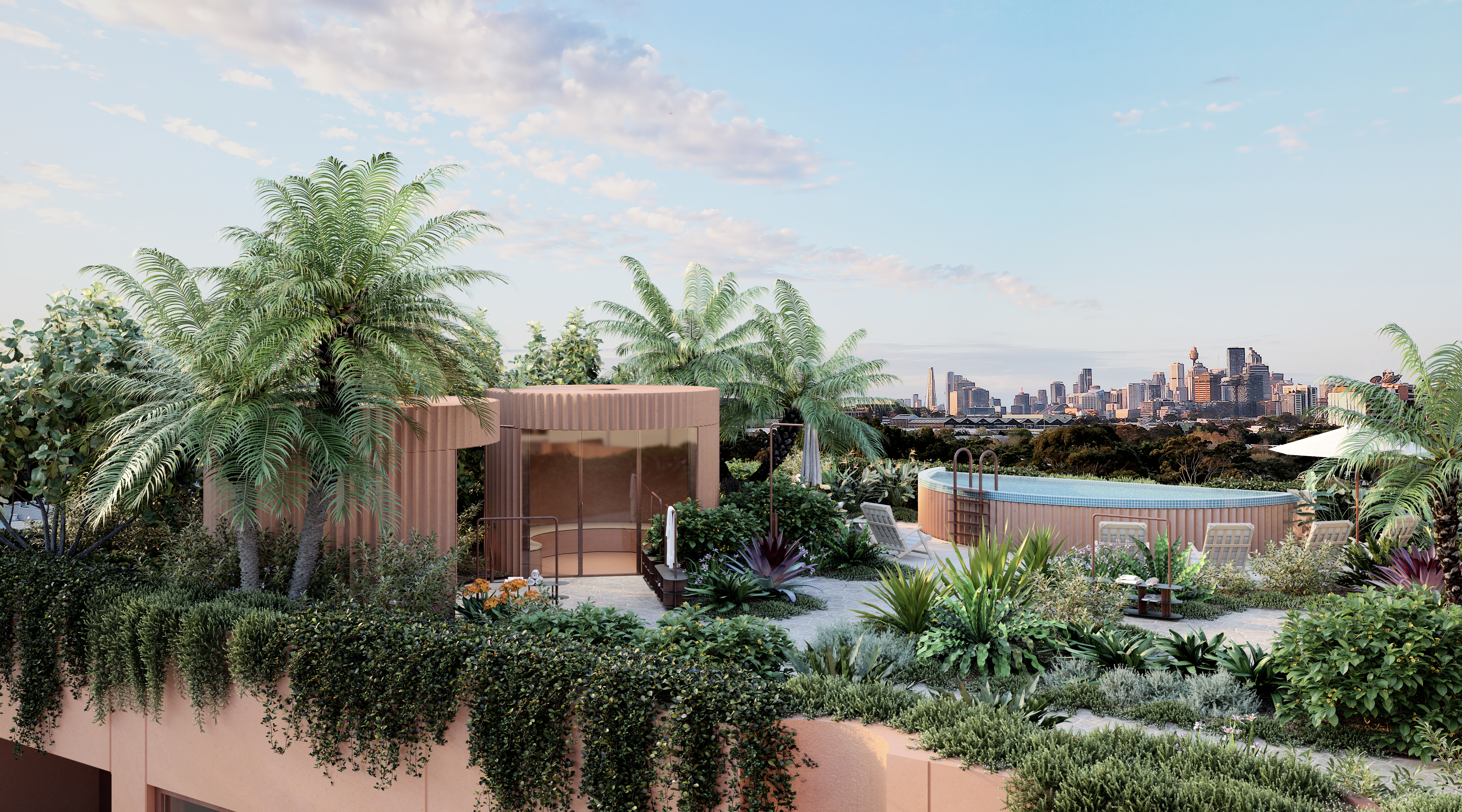CGI of rooftop amenity at Lillian
